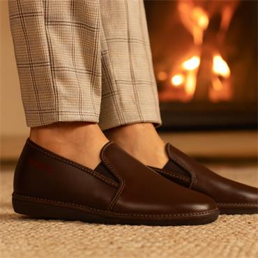 Nordikas Men Closed House Slipper - Brown Leather